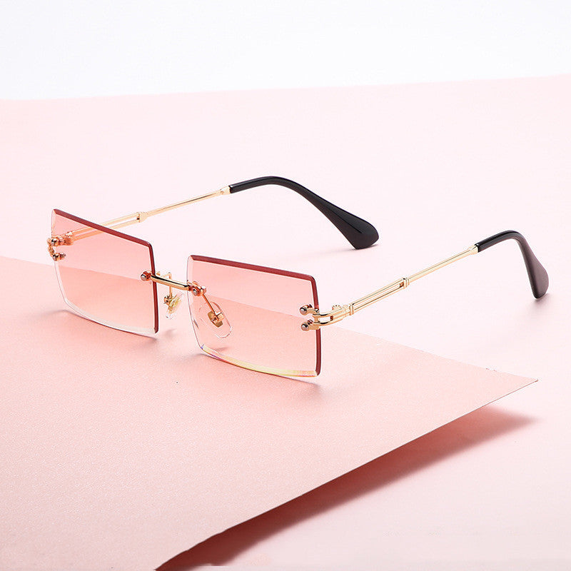 Fashion Frameless Trimmed Square Gradient Sunglasses