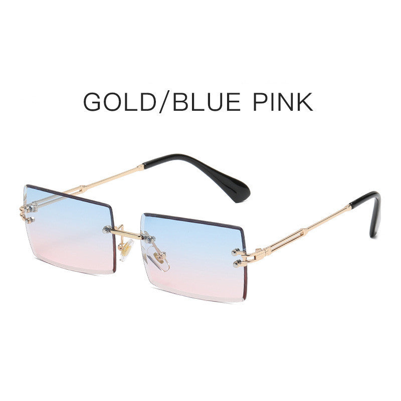 Fashion Frameless Trimmed Square Gradient Sunglasses