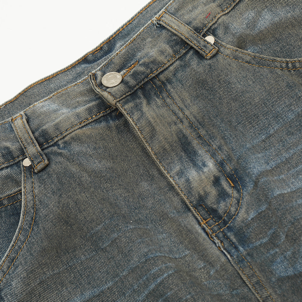 Washed Denim Old Dirty Pants For Men