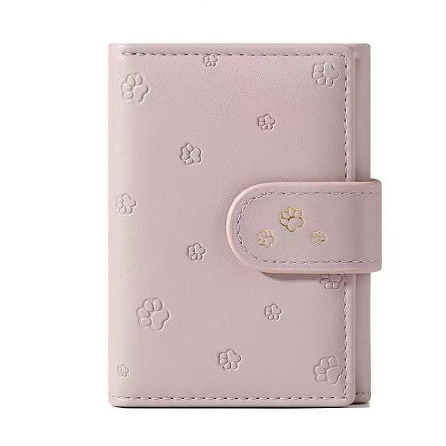 Fashion Small Paw Print Wallets Women Soft PU Leather Card Holder Purses