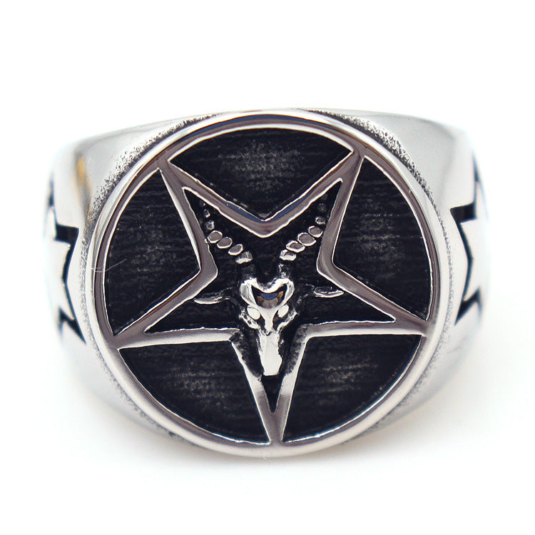 Wholesale Fashion Pentacle Ring Stainless Steel Jewelry