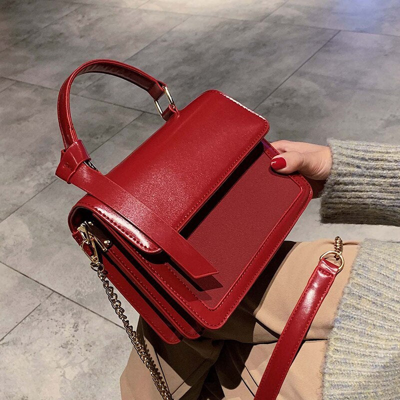 Solid color crossbody small square bag