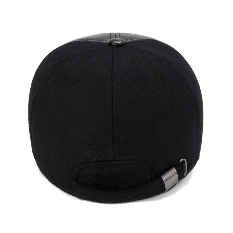 Men's Thickened Warm PU Leather Baseball Hat