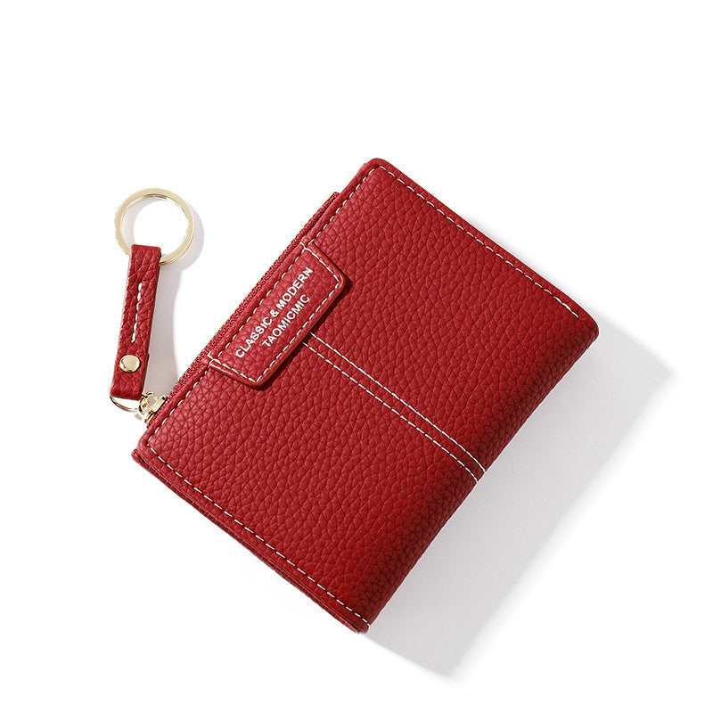 Yueqiankai women"s wallet multi card Keychain zero wallet women"s Korean version of solid color short women"s wallet