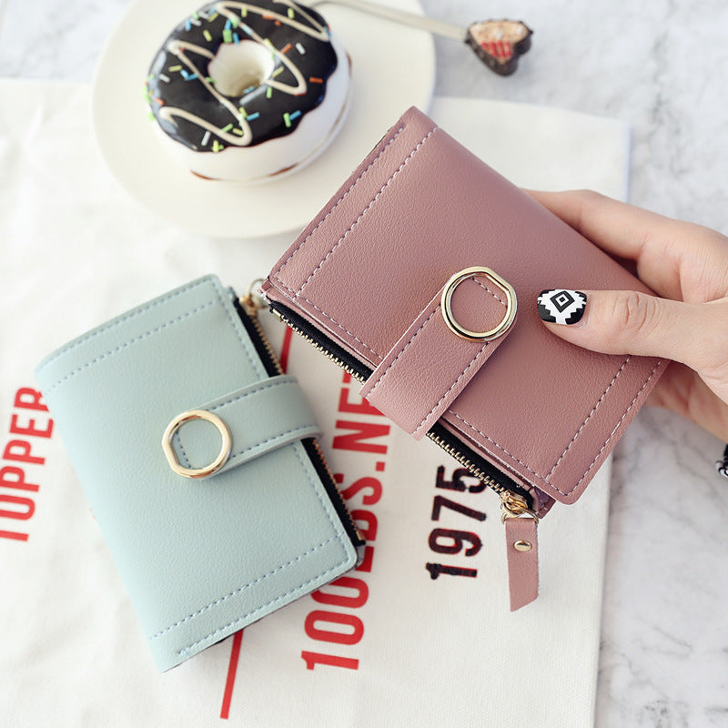 New Style Simple Wallet With Zipper Buckle Ring