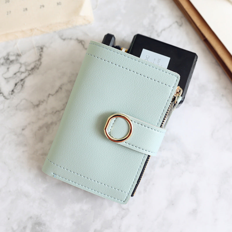 New Style Simple Wallet With Zipper Buckle Ring