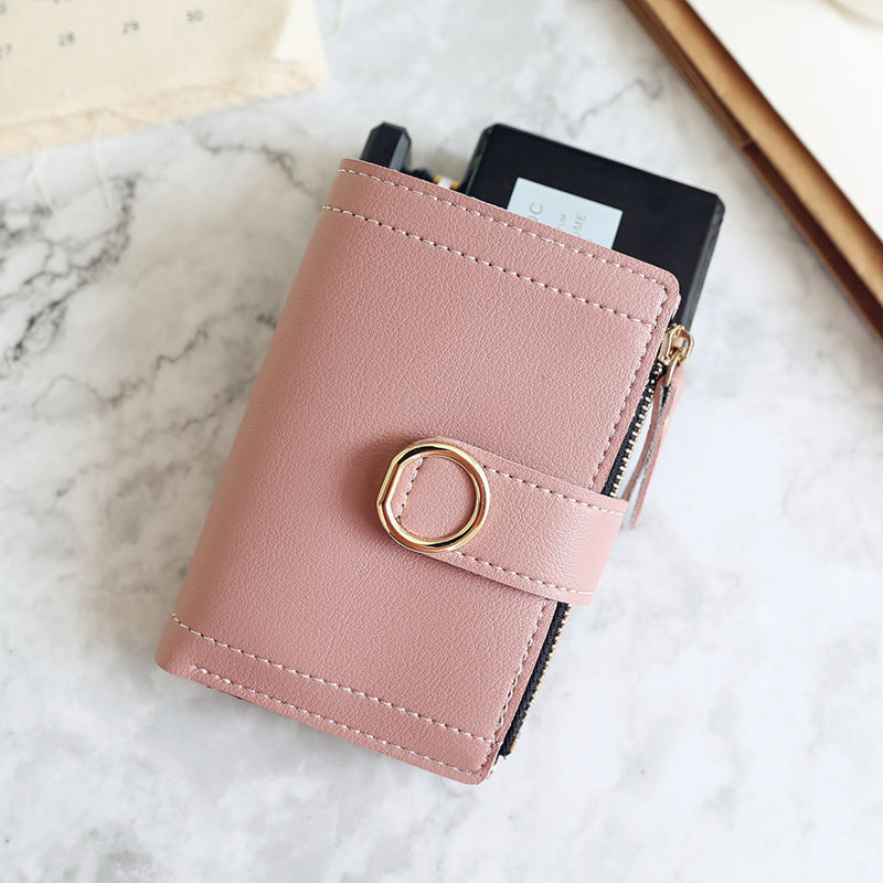 New Style Simple Wallet With Zipper Buckle Ring