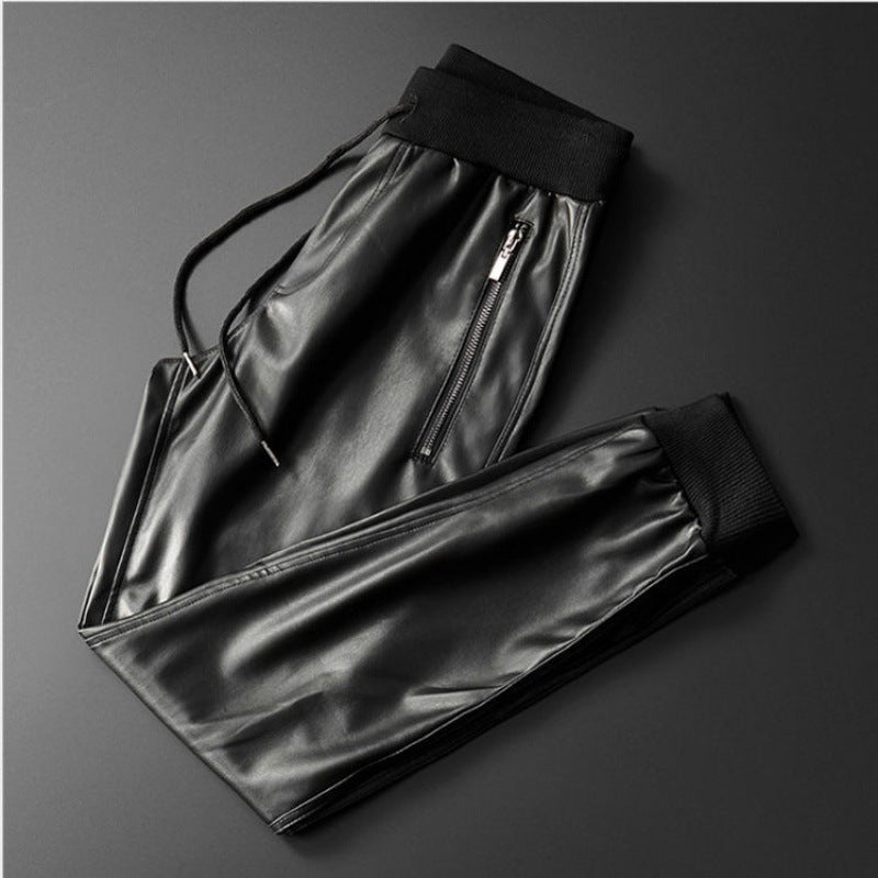 Fashionable Thin Velvet Thickened Warm Leather Pants For Men