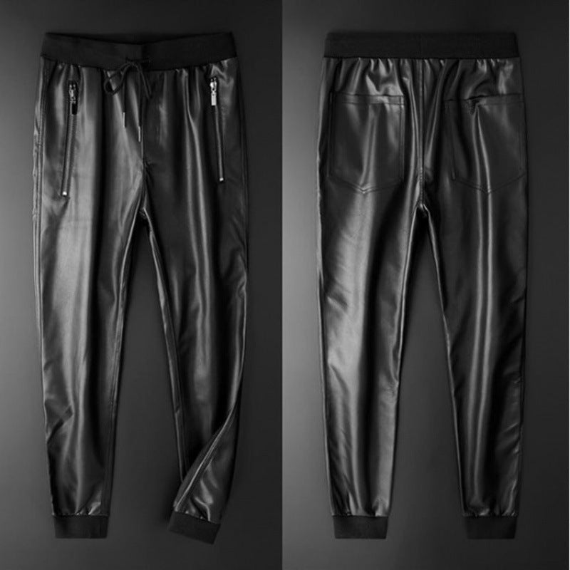 Fashionable Thin Velvet Thickened Warm Leather Pants For Men