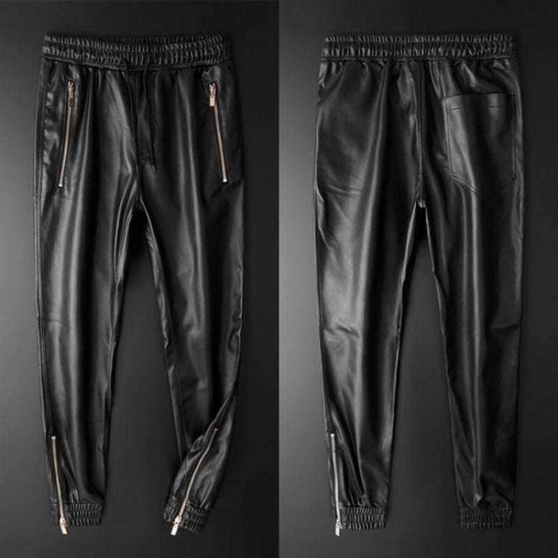 Fashionable Thin Velvet Thickened Warm Leather Pants For Men