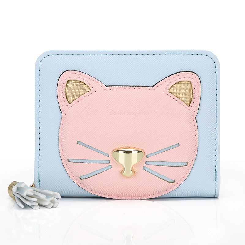 The New Japanese And Korean Version Of The Cute Short Cartoon Cat Tassel Zipper Student Tide Wallet Ladies Coin Purse Wholesale