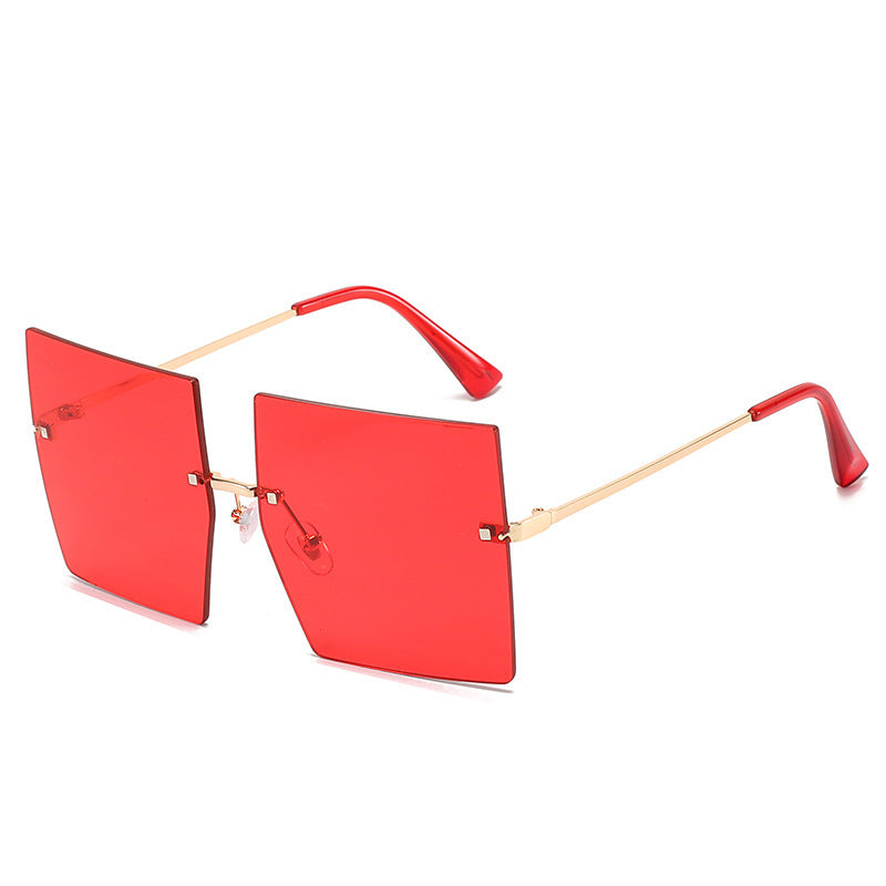 Square Frameless Metal Sunglasses Women's European and American Hot Style Fashion Stars Same Sunglasses