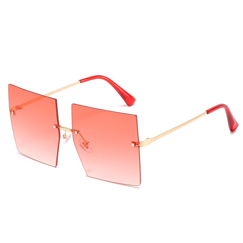 Square Frameless Metal Sunglasses Women's European and American Hot Style Fashion Stars Same Sunglasses