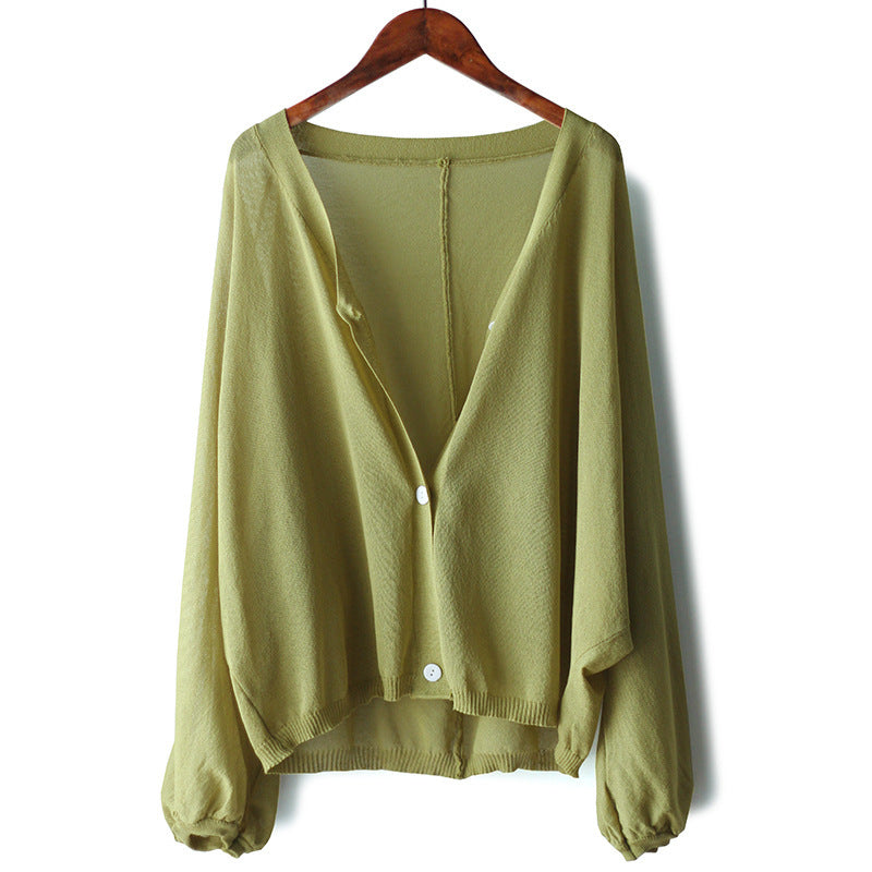 Women Spring Summer Cardigans V Neck Transparent