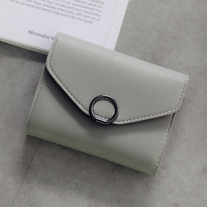 Small Circle Decoration Tri-Fold Simple Buckle Wallet