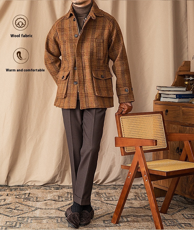 Safari Jacket Tweed Raglan Sleeve Thick Jacket