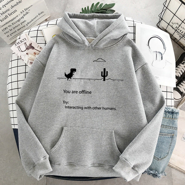 Autumn New Harajuku Kpop Retro Hoodie Dinosaur Long For Him/Her