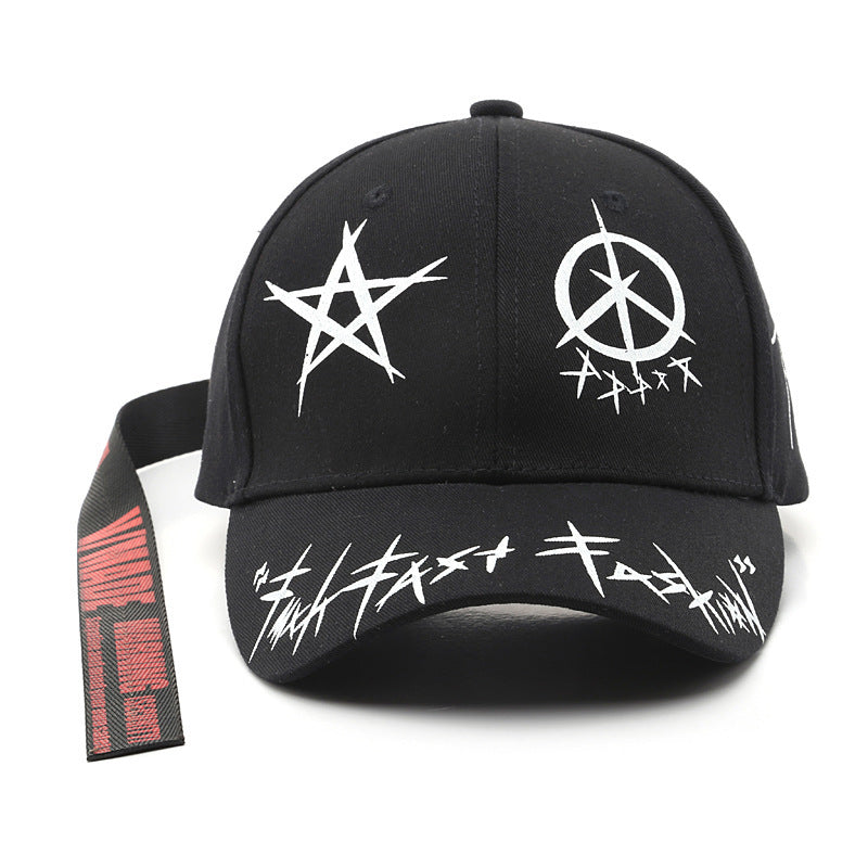 Personalized Graffiti Printed Curved Brim Baseball Cap