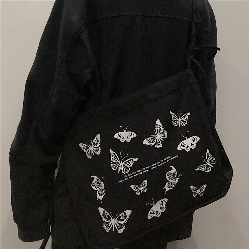 Butterfly canvas bag shoulder messenger