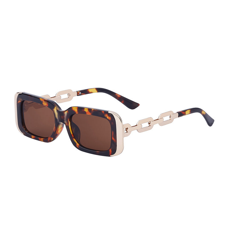 Square-framed Sunglasses Feminine Personality Chain