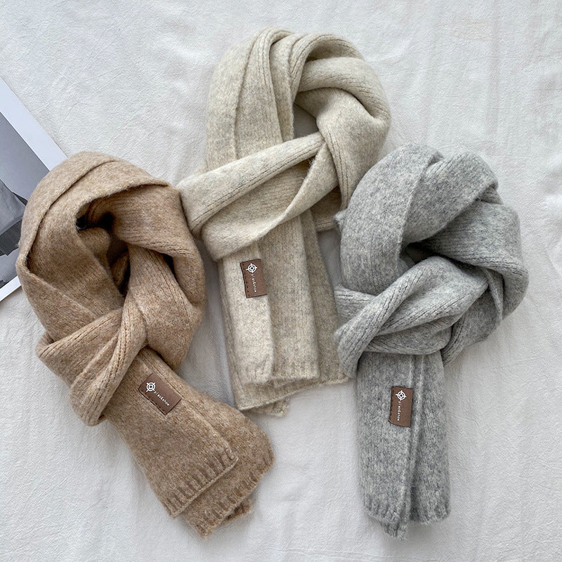 Warm Wool Scarf Women's Korean Style Sweet Version Solid Scarf Autumn And Winter