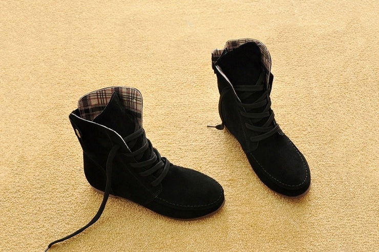 Winter new women's boots flat boots women's lace Martin boots