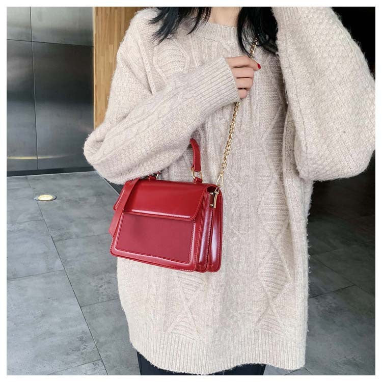 Solid color crossbody small square bag