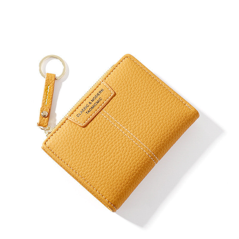 Yueqiankai women"s wallet multi card Keychain zero wallet women"s Korean version of solid color short women"s wallet