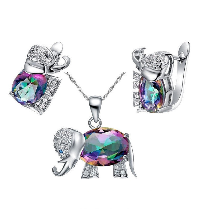 Elephant Gem Set Colorful Jewelry