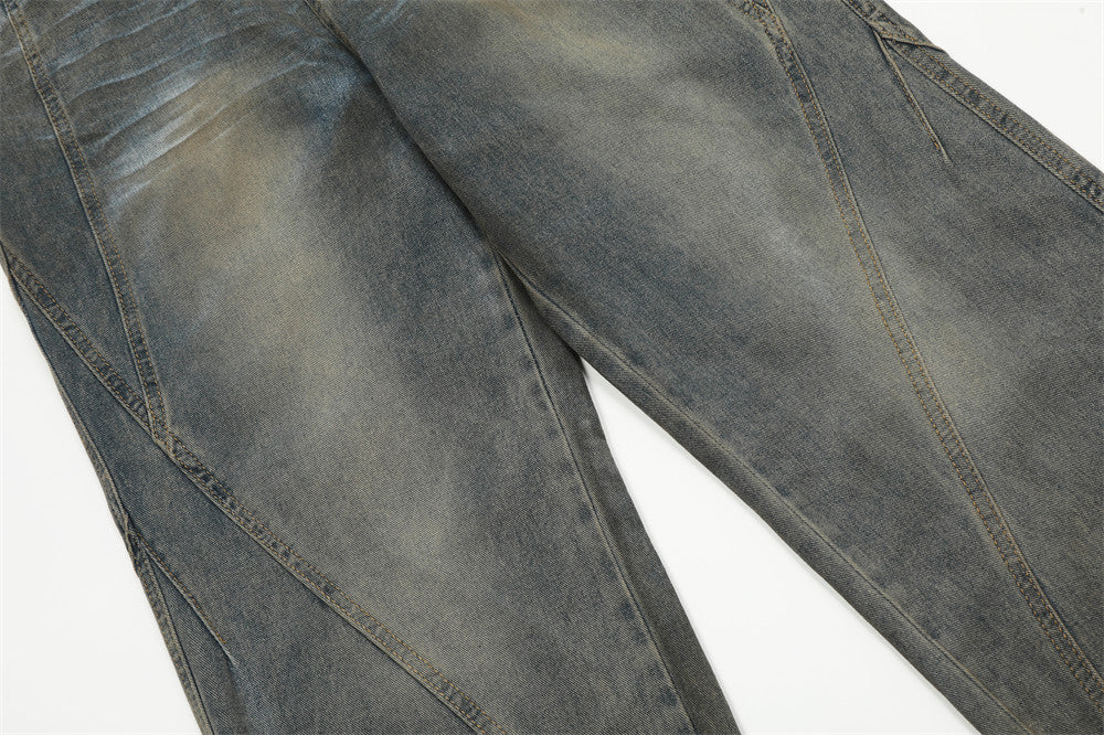 Washed Denim Old Dirty Pants For Men