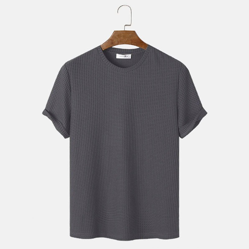 Men Summer Solid Color Round Neck Basic T-Shirts