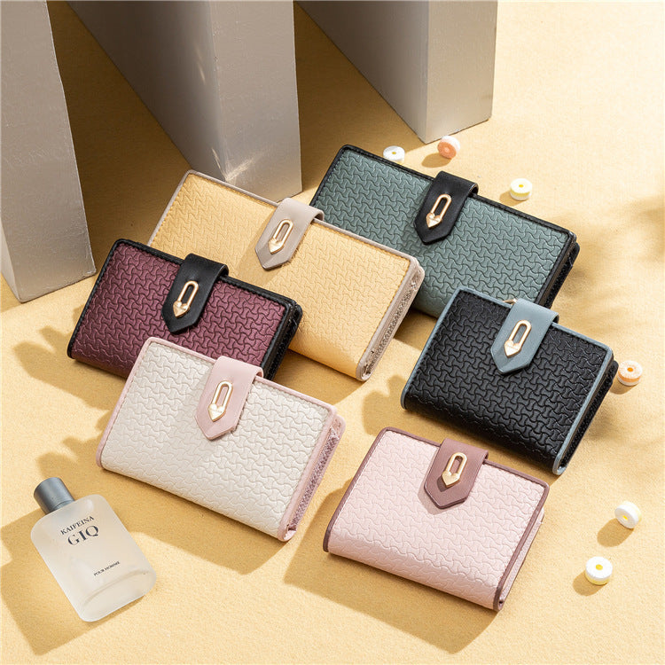 Women's Fashion Zipper Buckle Clash Color Money Clip