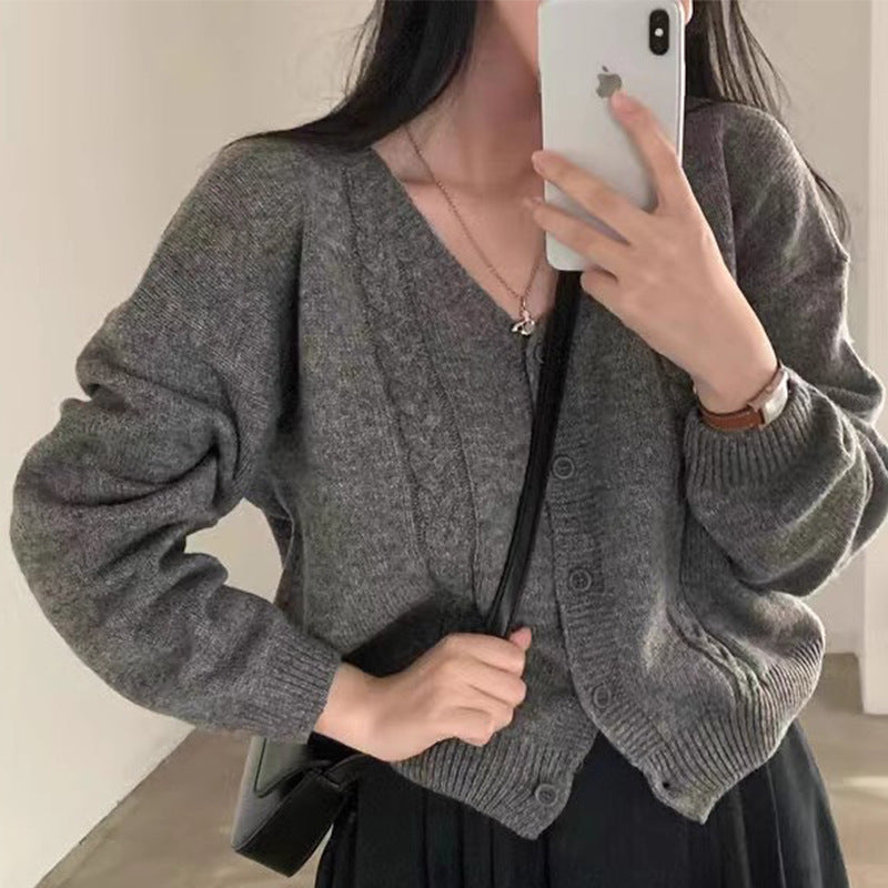 V-neck Long Sleeve Women  Cardigans Femme Twist Ropa