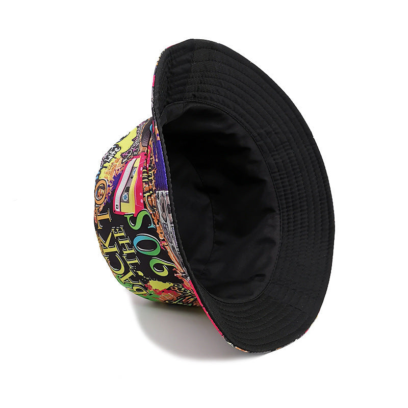 Women's Fashion Retro Nostalgic Tape Pattern Fisherman Hat