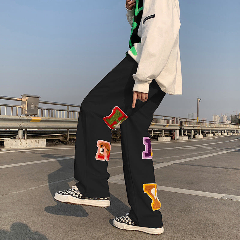 New Style Towel Embroidered Letters Casual Pants For Men