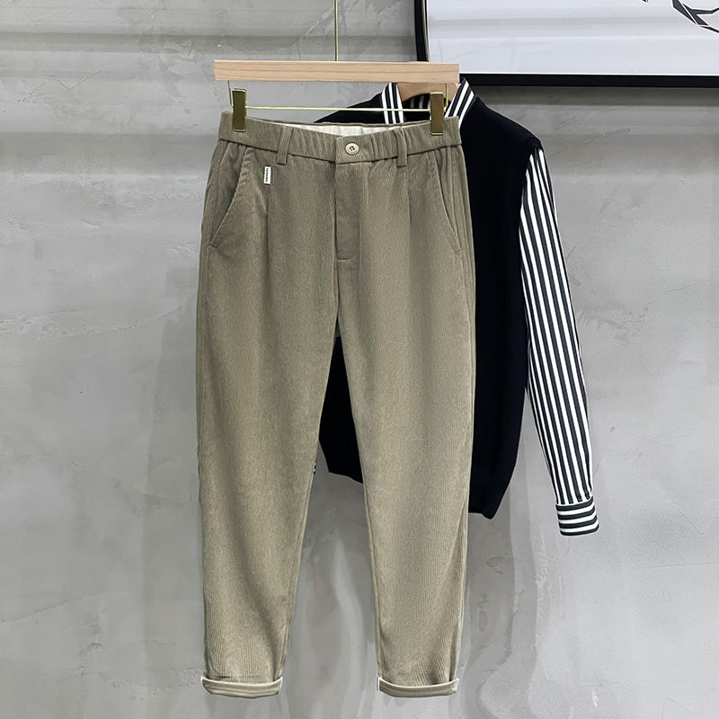 Autumn Elastic Waist Heavyweight Corduroy Casual Pants For Men