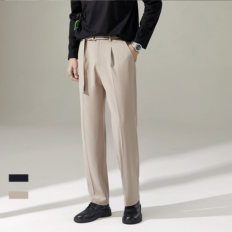 Detachable Belt Draping Wide-leg Suit Pants For Men