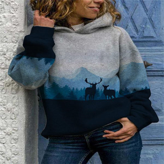 Hooded Long Sleeve Loose Sweater For Women