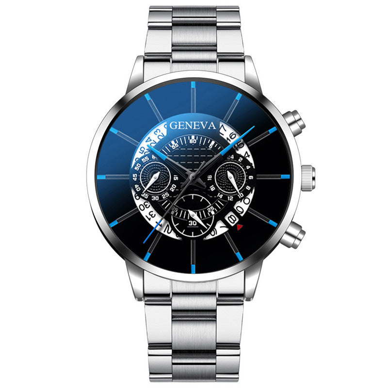 Steel band calendar quartz watch