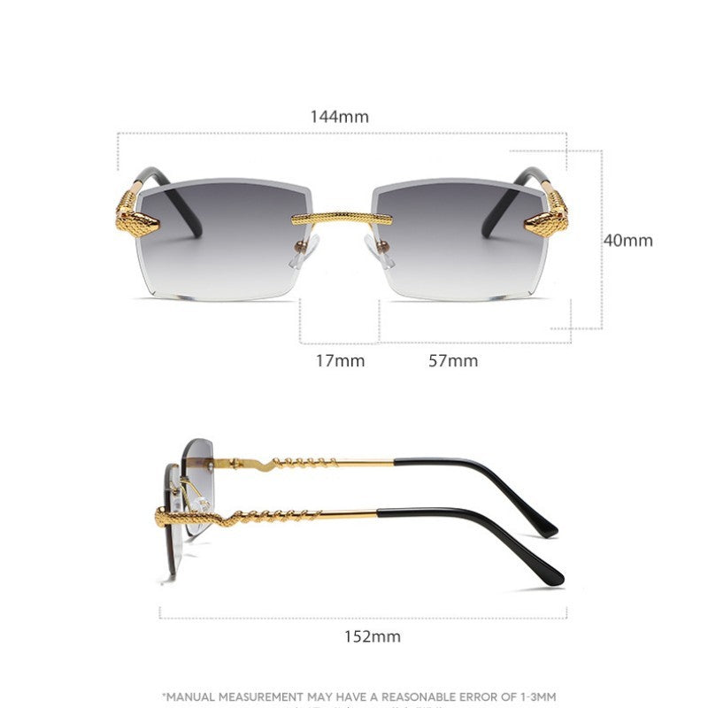 Fashionable New Serpentine Polygonal Trimmed Sunglasses