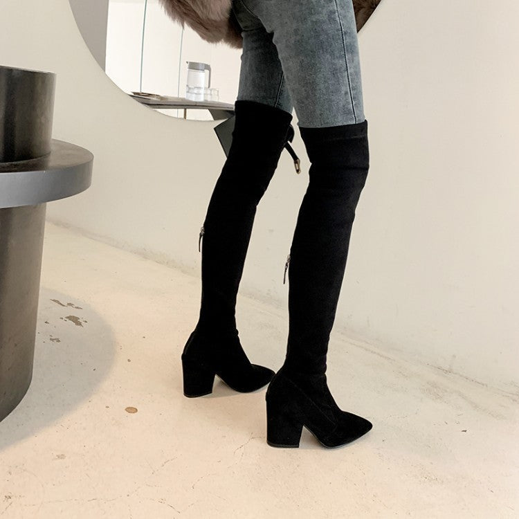 Sexy Stretch Boots Thick Heel Long Boots