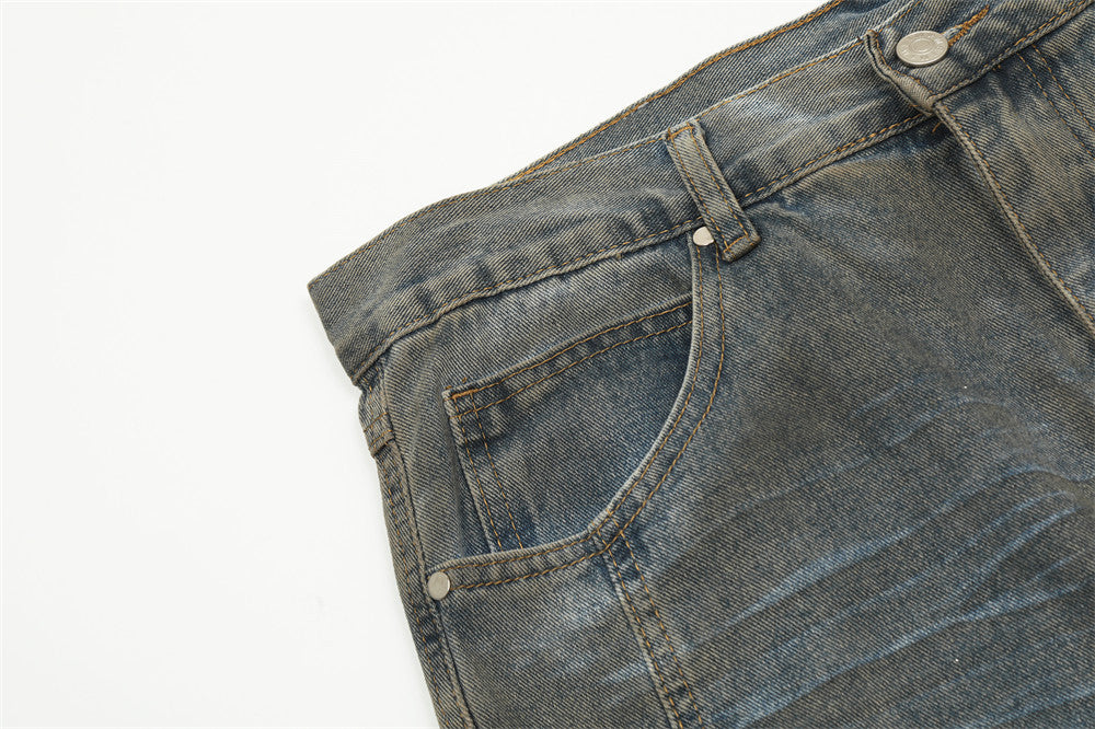 Washed Denim Old Dirty Pants For Men