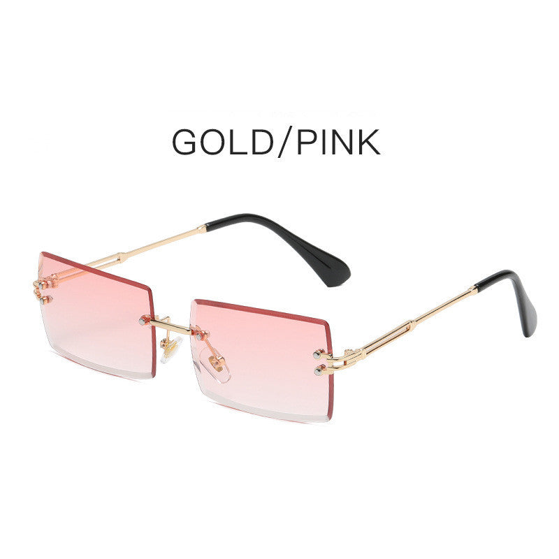 Fashion Frameless Trimmed Square Gradient Sunglasses