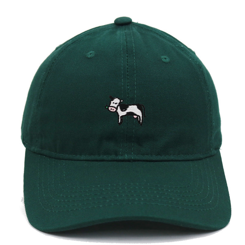 COW COW Embroidery Soft Top Baseball Cap Spring And Summer Cute