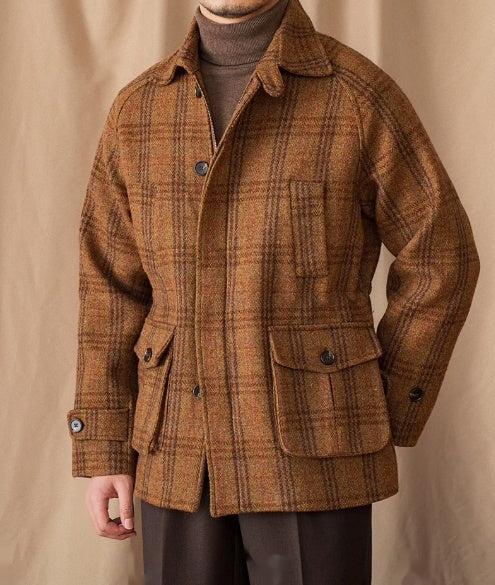 Safari Jacket Tweed Raglan Sleeve Thick Jacket