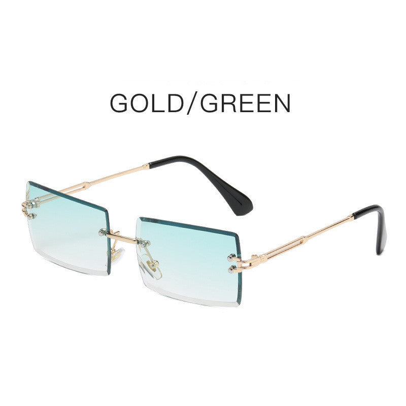 Fashion Frameless Trimmed Square Gradient Sunglasses