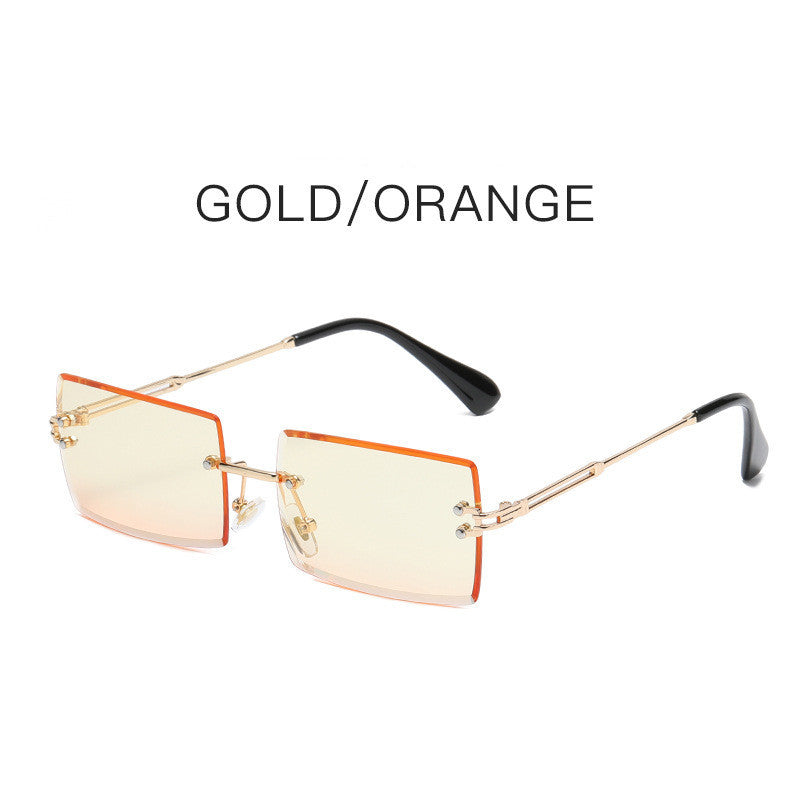 Fashion Frameless Trimmed Square Gradient Sunglasses