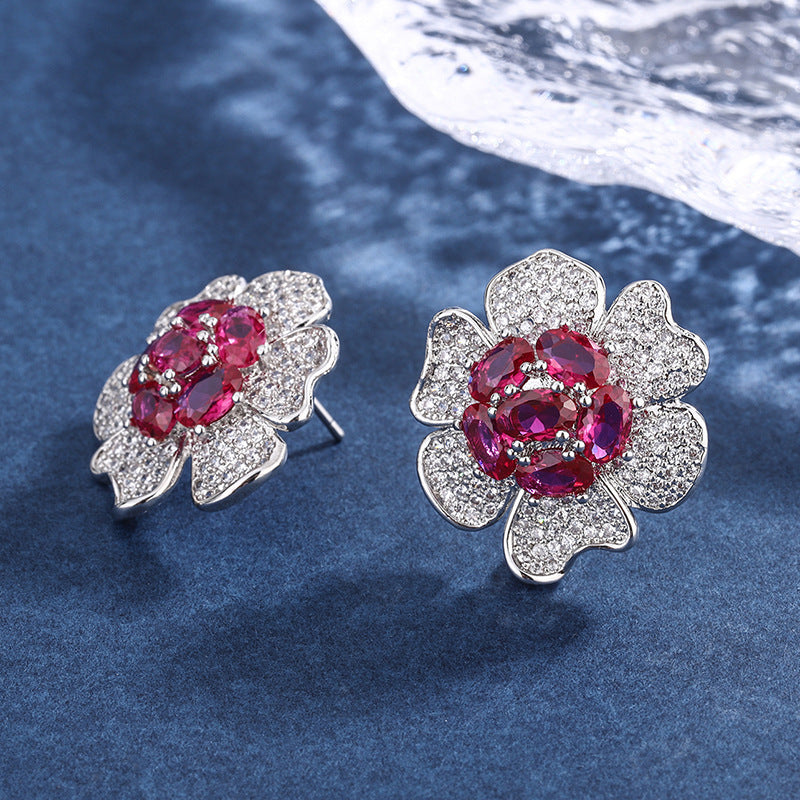 Jewelry Temperament Women's Flower-shaped Stud Earrings