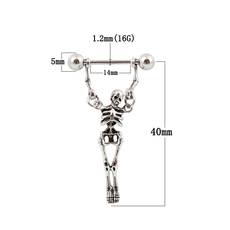 Nipple Ring Skull Antique Human Body Jewelry