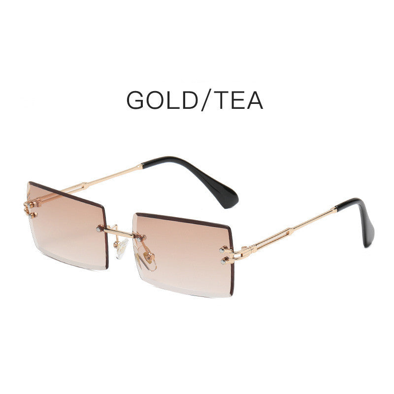 Fashion Frameless Trimmed Square Gradient Sunglasses